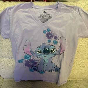 Disney Lavender Stitch Tee with Floral Accents